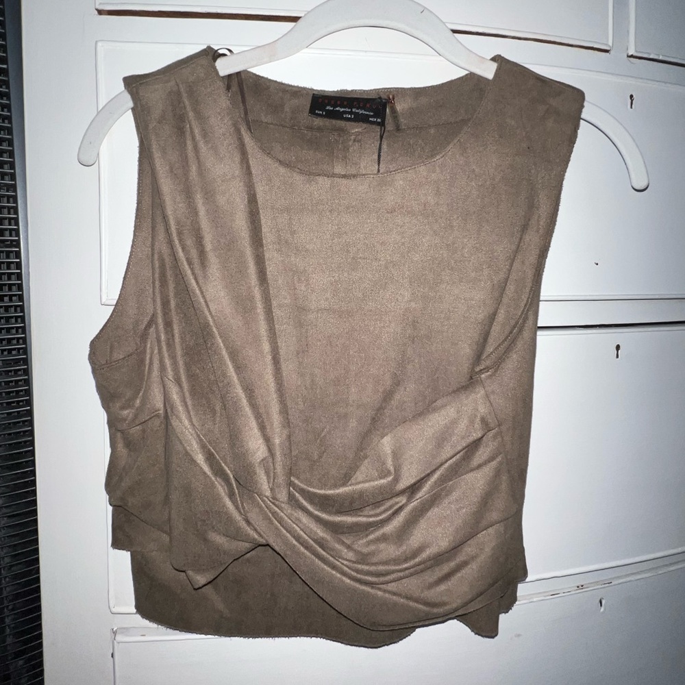 Army green suede top